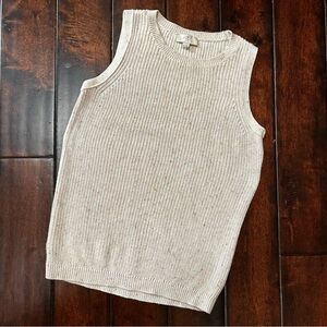 LOFT Cream and Multi Color Flecked Knit Sleeveless Pullover